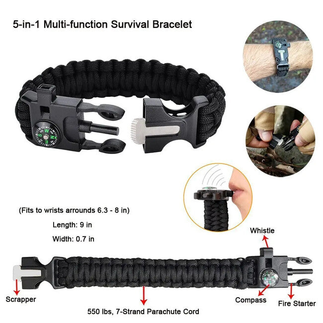 DRAGOWA Tactical Camping Emergency Survival Kit Ash, Large