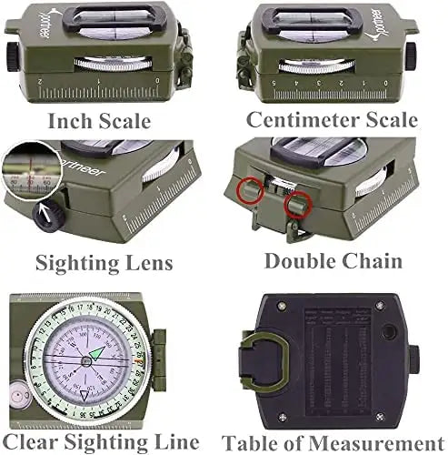DRAGOWA Tactical Metal Waterproof Compass Drift, Green