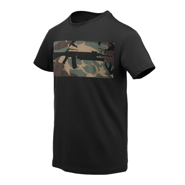 Helikon-Tex 16/203 Combo bavlnené krátke tričko, Black/US Woodland