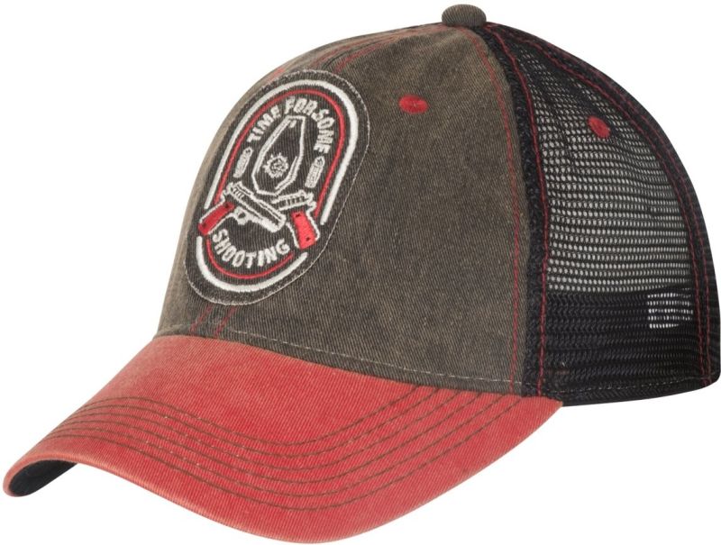 Helikon-Tex Shooting Time Trucker Cap, Dirty Washed Cotton, Dirty Washed Black / Dirty Washed Red