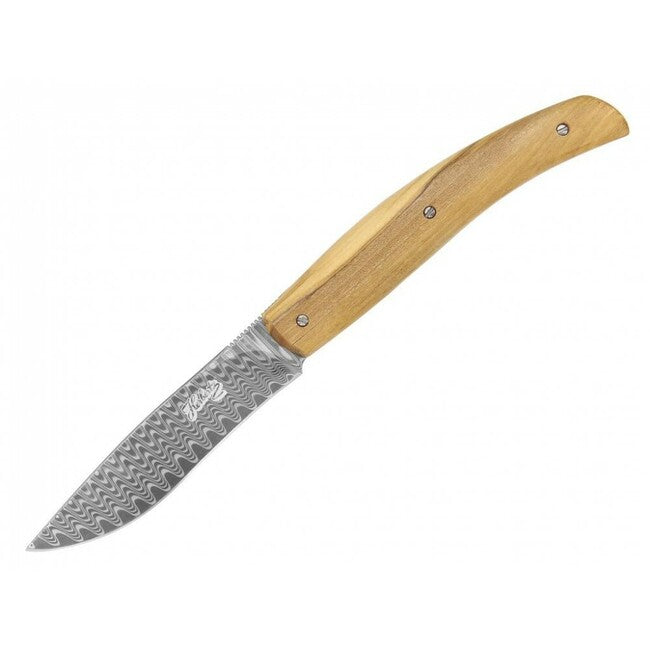 Herbertz Damast Olive vreckový nôž 8,5cm drevo