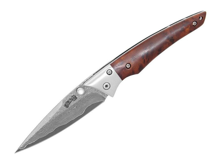 Herbertz Einhandmesser Damast vreckový nôž 8cm hnedá