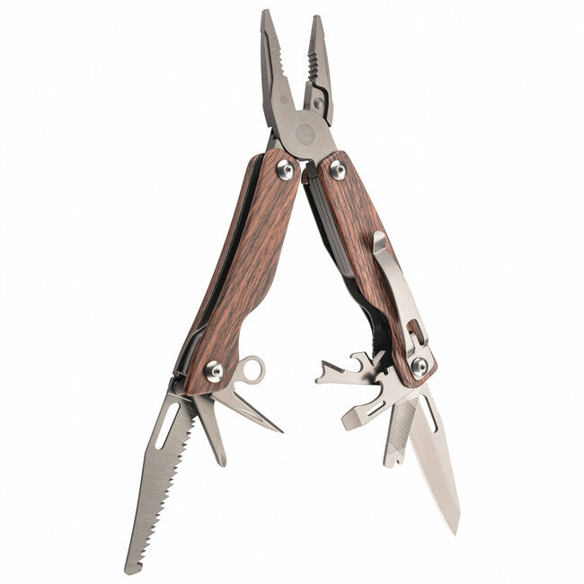 Herbertz Holzoptik Multi-Function Tool 12 Functions, Wood Look, Case