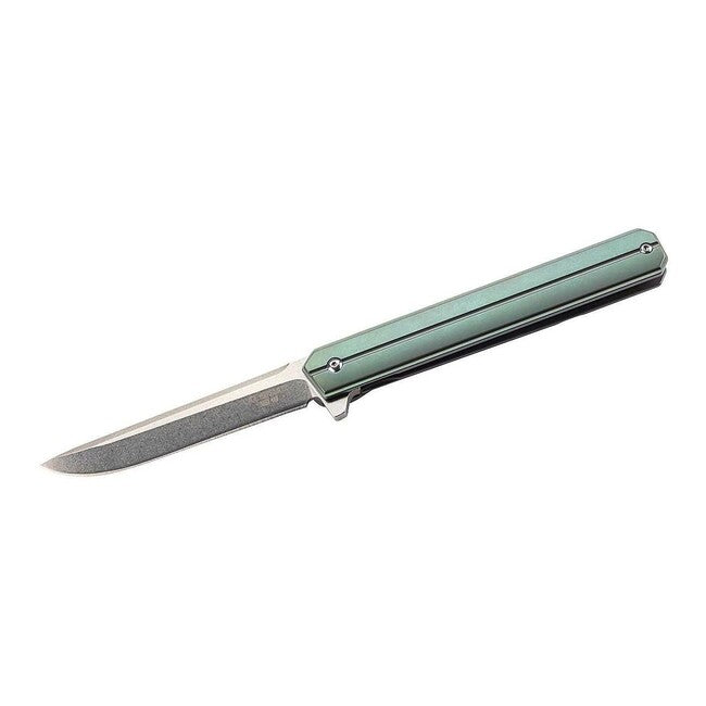 Herbertz Single-Hand Slim Pocket Knife 9cm, Titanium, Green