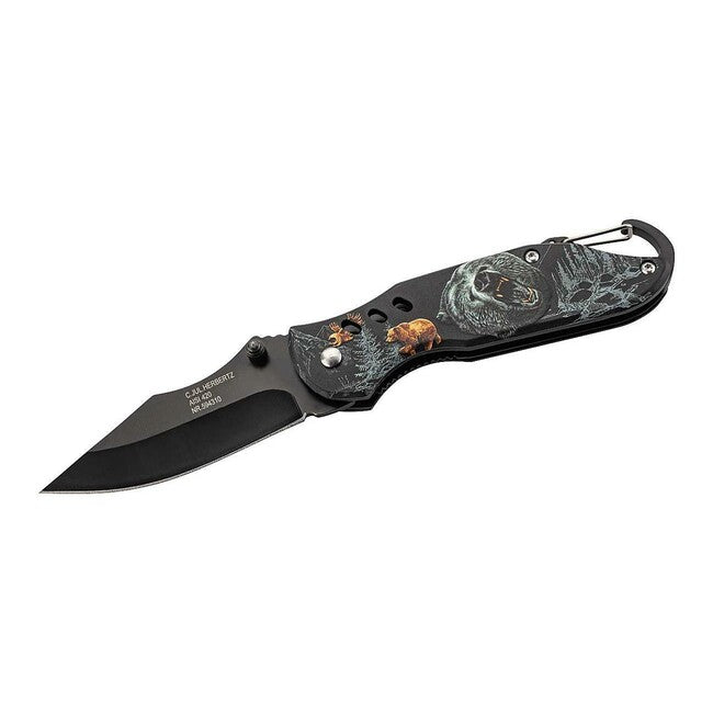 Herbertz One-Hand Pocket Knife 7cm, Aluminum, 3D Print Bear