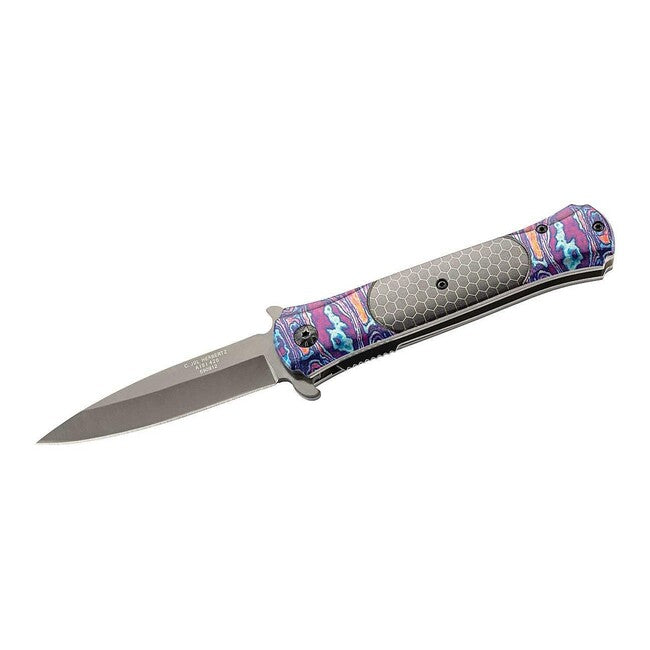 Herbertz One-Hand Folding Knife 8.5cm, Stainless Steel, Colored Print