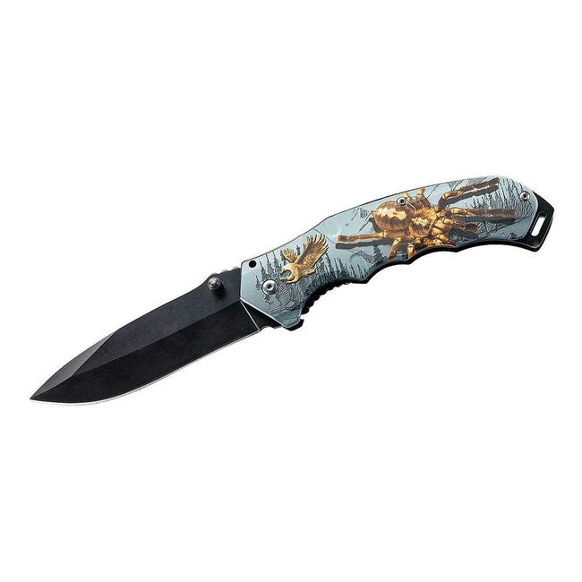 Herbertz One-Hand Pocket Knife 8.7cm, Stainless Steel, 3D Spider