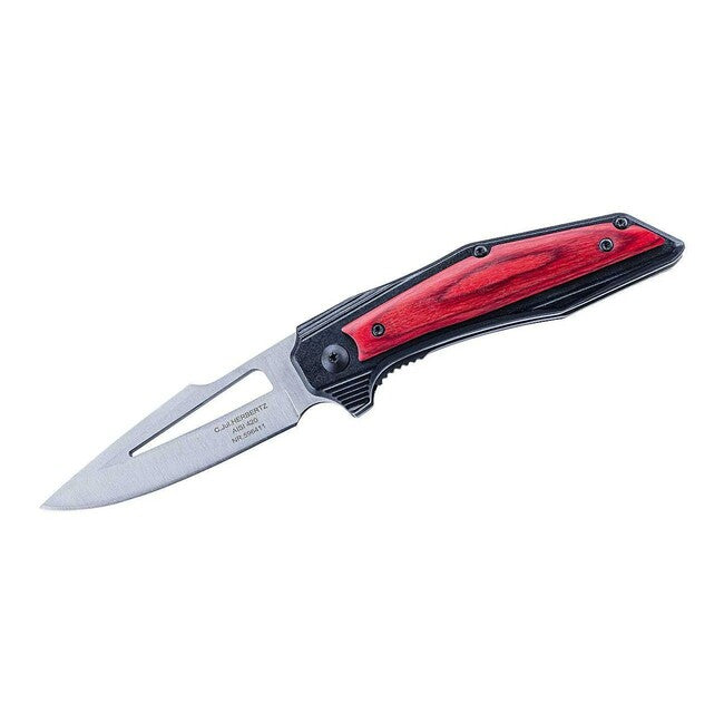 Herbertz Single-Handed Folding Knife 8cm, Pakka Wood, Aluminum, Red-Black