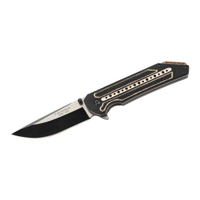 Herbertz Single-Hand Pocket Knife 9.2cm, Aluminum, Black-Bronze