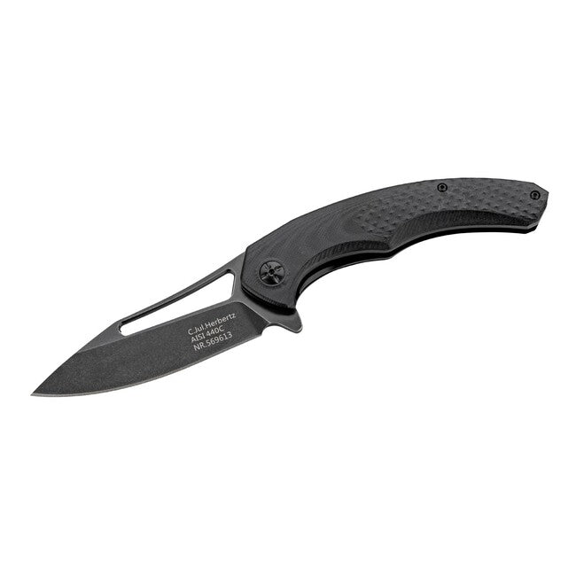 Herbertz One-Hand Pocket Knife 9.5cm, Textured G10, Black
