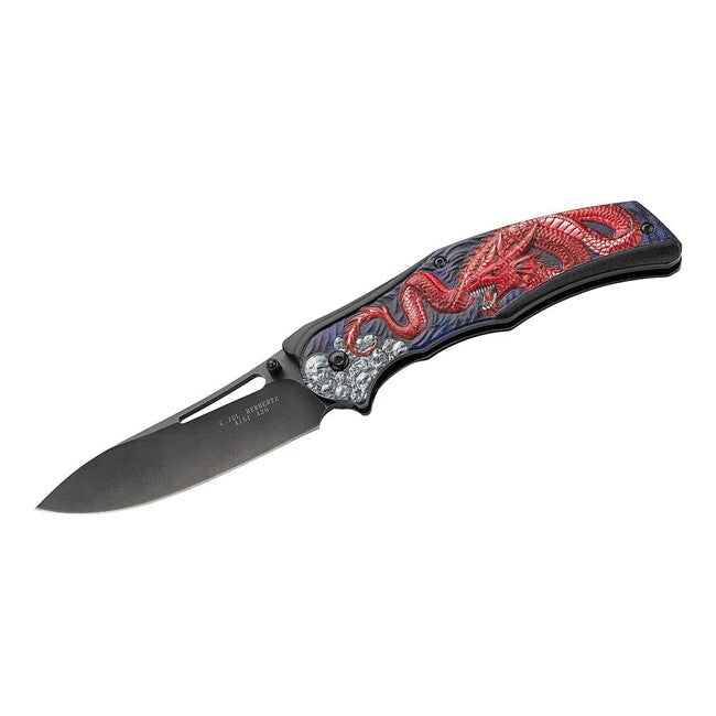 Herbertz Single-Hand Pocket Knife 9.7cm, Aluminum, Dragon