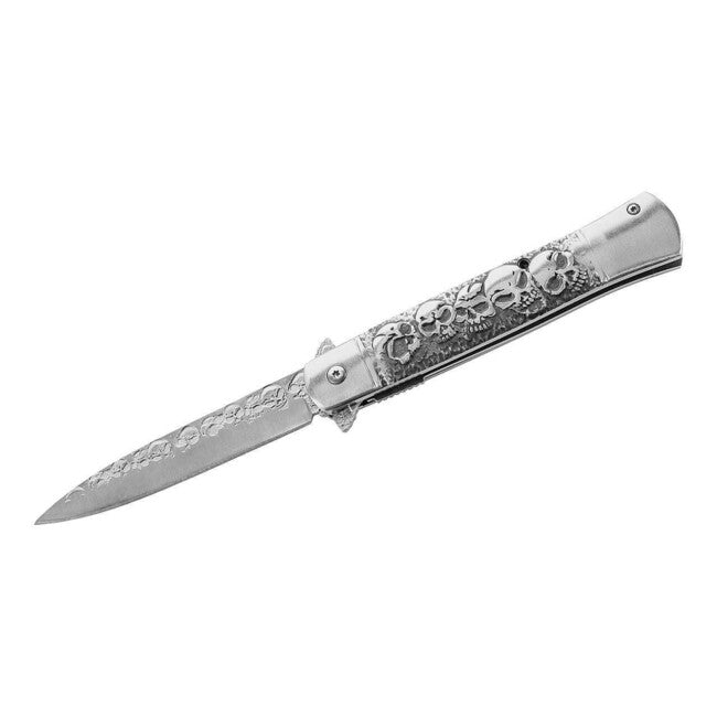Herbertz Single-Hand Pocket Knife 9.7cm, Stainless Steel, 3D Skulls