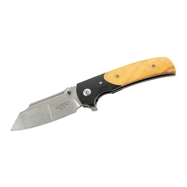 Herbertz Single-Hand Folding Knife 9cm, G10, Euonymus Wood, Black