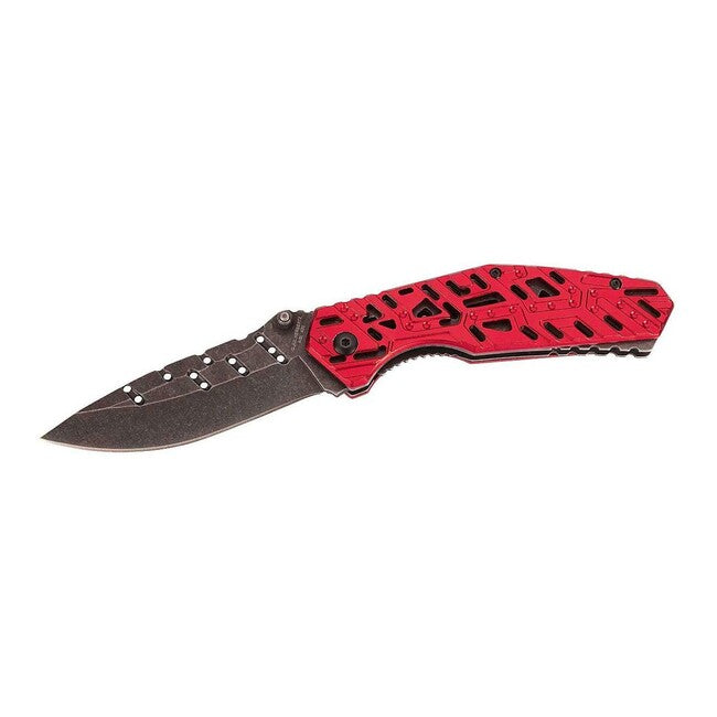 Herbertz Single-Hand Pocket Knife 9cm, Aluminum, Red, Stonewash