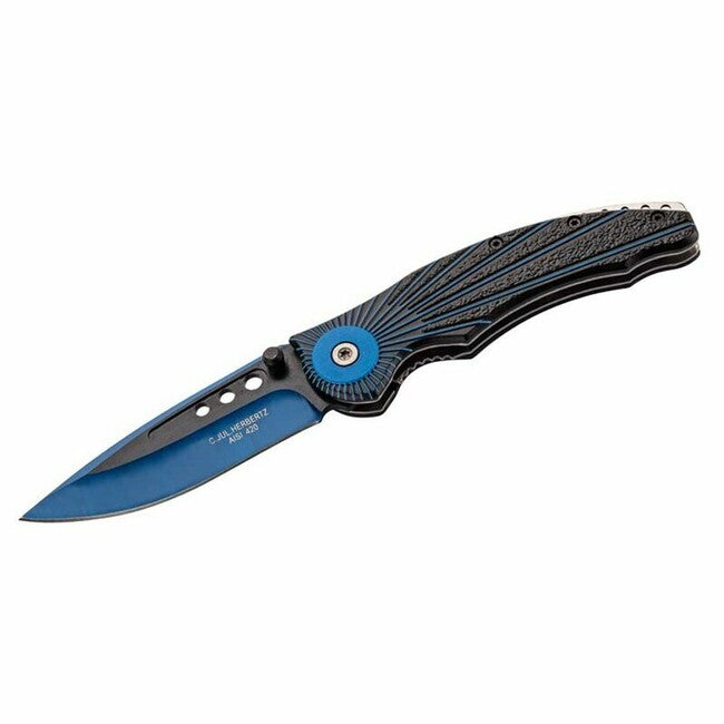 Herbertz One-Hand Pocket Knife 9cm, Aluminum, Black-Navy Blue