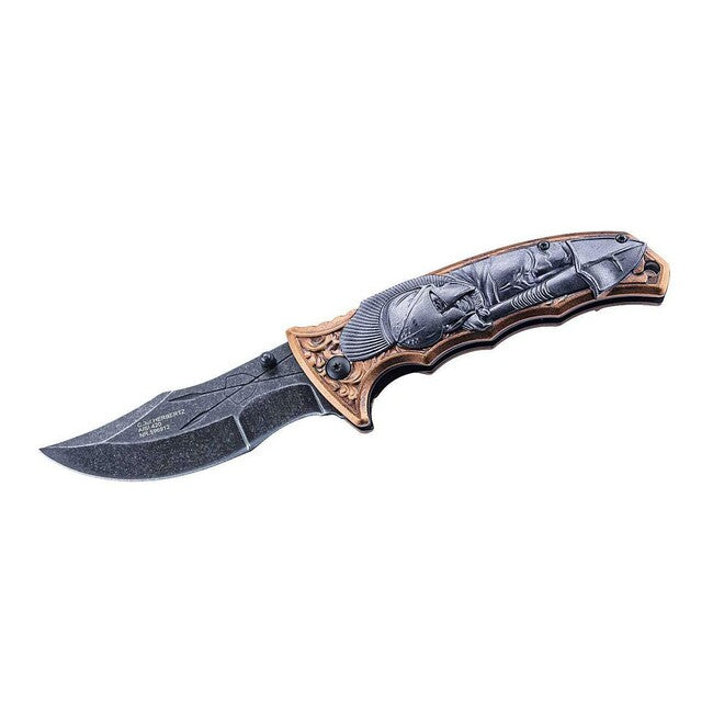 Herbertz Single-Hand Pocket Knife 9cm, Aluminum, Grey-Bronze, Sparta Design