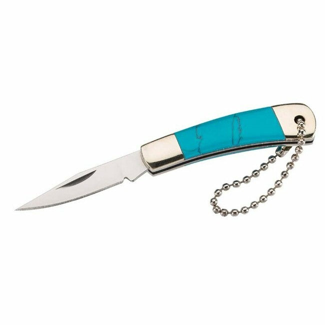 Herbertz Mini Folding Knife 4cm, Turquoise, Ball Chain