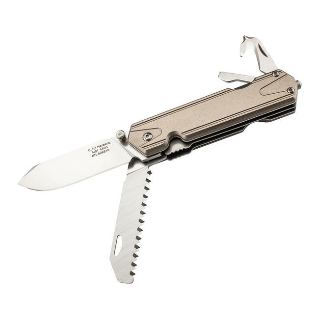 Herbertz Multifunctional One-Hand Knife 6.5cm, 7 Functions, Aluminum, Gold