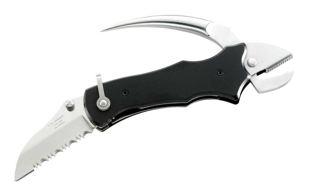 Herbertz Navy Knife 5.5 cm, Stainless Steel, Aluminum, Black, Nylon Sheath