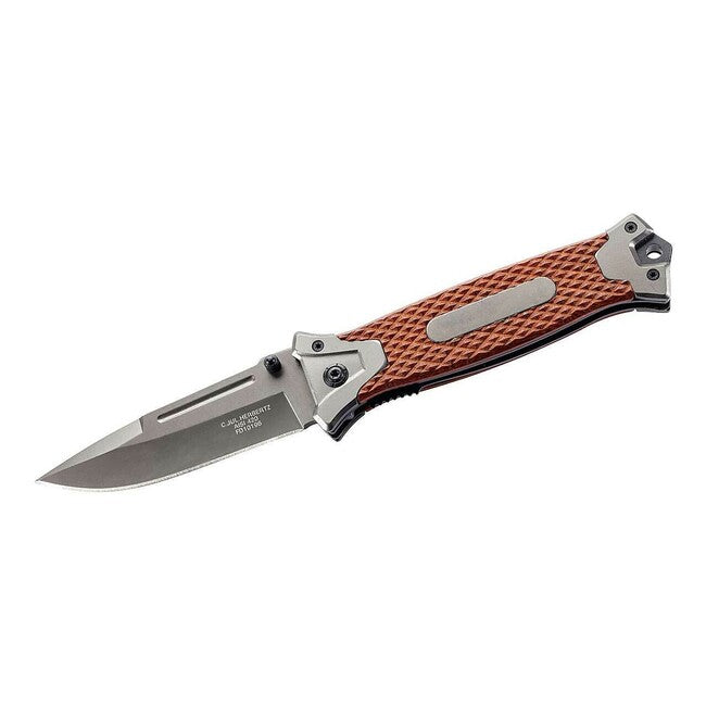 Herbertz Rattan Single-Hand Pocket Knife 9.7cm, CNC Milled Rattan, Stainless Steel Fittings