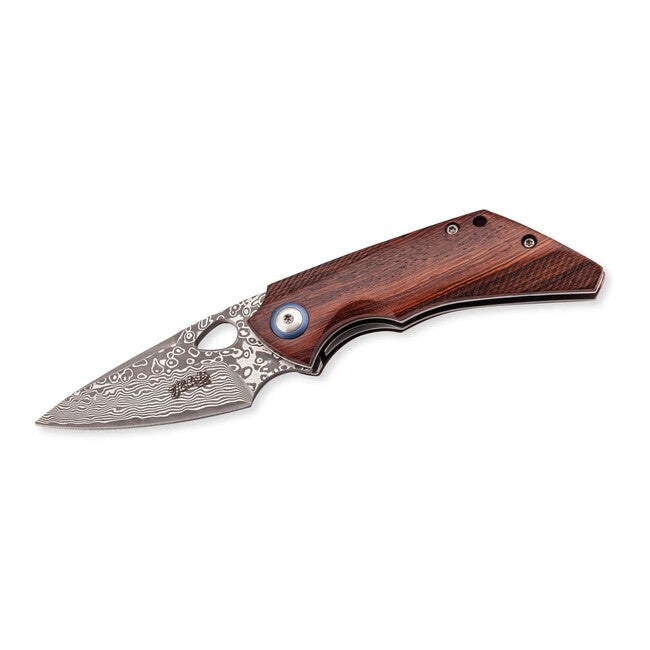 Herbertz Selektion Single-Handed Pocket Knife 6.5cm, Damascus, Ironwood