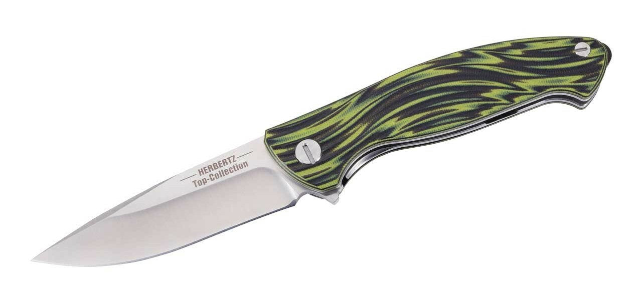 Herbertz TOP-Collection Folding Knife 10 cm, Black-Green, G10, Nylon Sheath