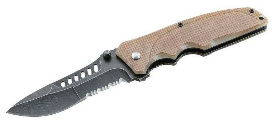 Herbertz TOP-Collection Folding Knife 9.5 cm, Sand-Brown, G10, Nylon Sheath