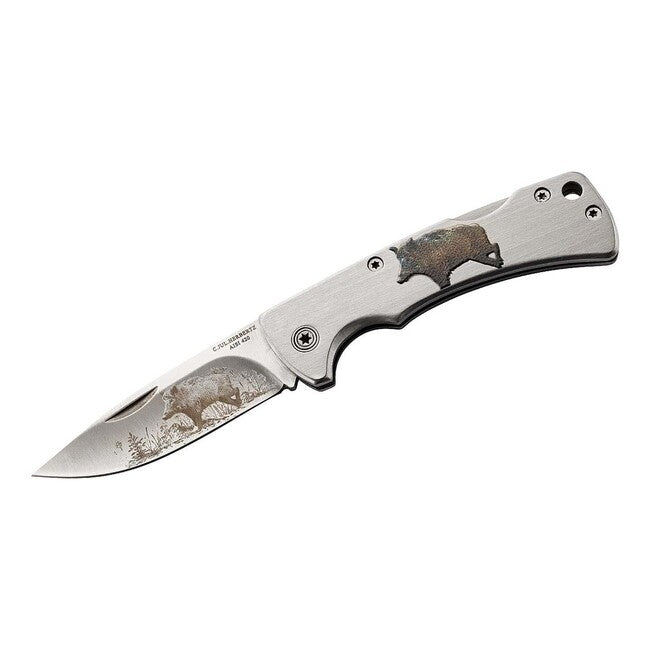 Herbertz Pocket Knife 6.8cm, Stainless Steel, Wild Boar Design