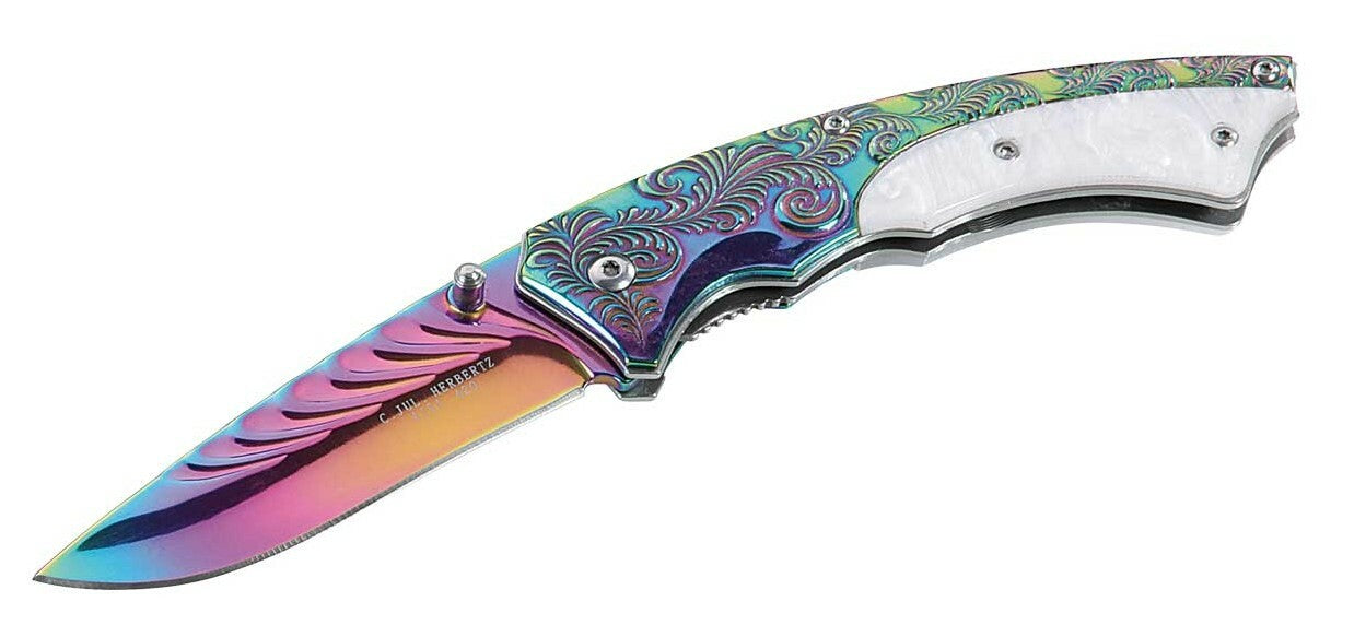 Herbertz Pocket Knife 8.5 cm, Rainbow, Stainless Steel, Acrylic