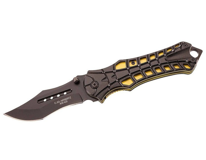 Herbertz Pocket Knife 8.7cm, Black-Yellow, Aluminum, Steel