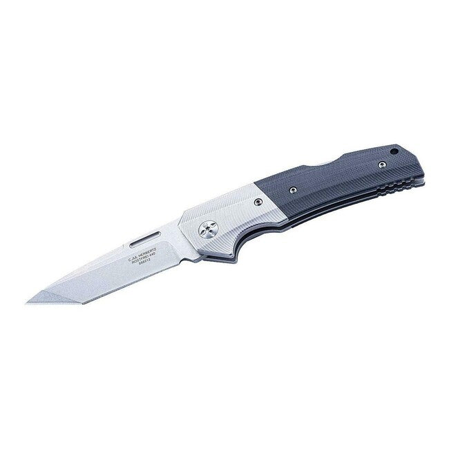 Herbertz Folding Knife 8.7cm Tanto, G10, Stainless Steel, CNC Surface, Black