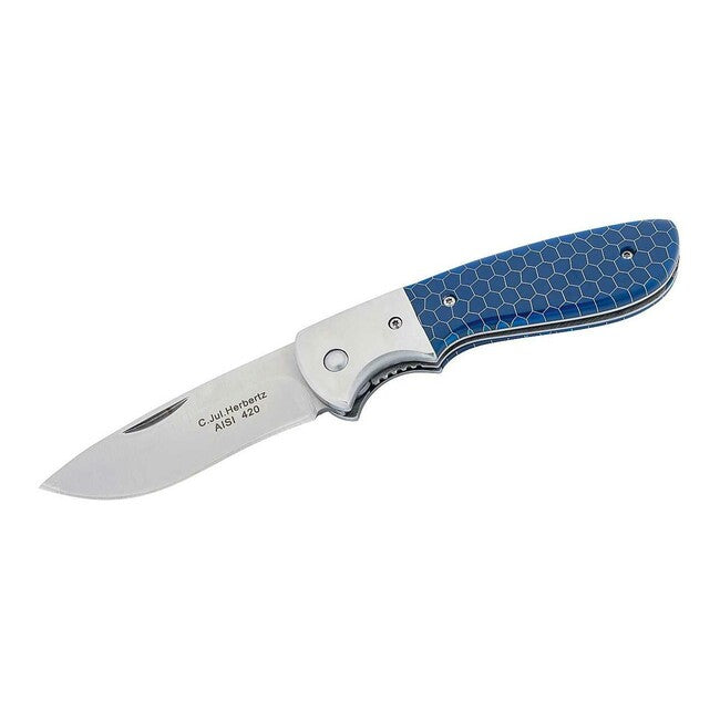 Herbertz Folding Knife 8cm, Synthetic Resin, Blue, Honeycomb Surface