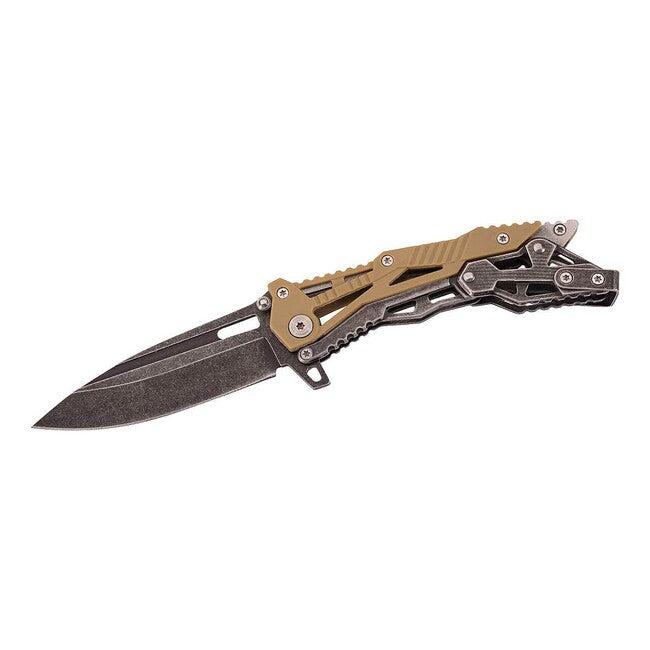 Herbertz Pocket Knife 9cm, Black Stainless Steel, Nylon, Tan