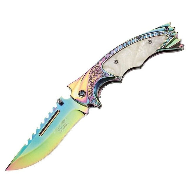 Herbertz Pocket Knife 9.5cm, Rainbow, Titanium, Pearl