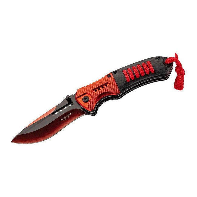 Herbertz Folding Knife 9cm, Aluminum and Plastic, Black-Red