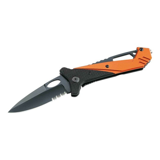 Herbertz Rescue Pocket Knife 8cm, Black-Orange, G10, Aluminum