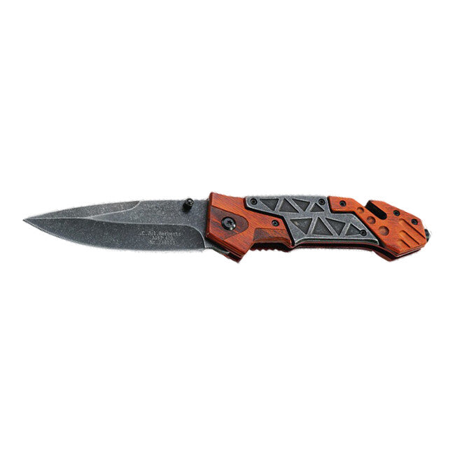 Herbertz Rescue Knife 9.2 cm, Pakka Wood, Stainless Steel, Stonewash