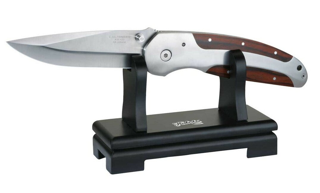 Herbertz Collector Pocket Knife 18.5 cm, Pakka Wood, Stainless Steel, Wooden Stand