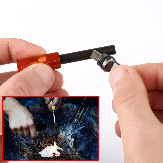 DRAGOWA Tactical Pocket Waterproof Magnesium Firesteel Redflame, Black
