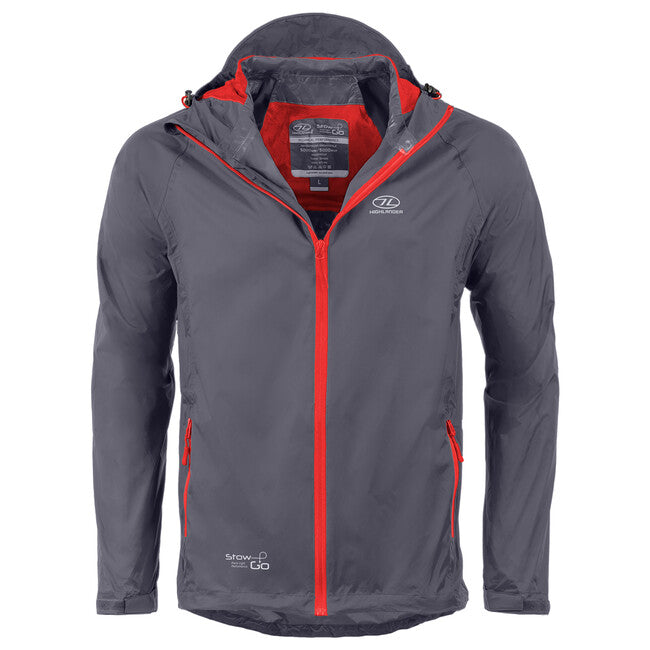 Highlander Stow and Go Rain Jacket, Charcoal