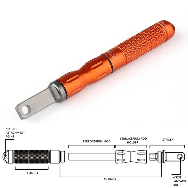 DRAGOWA Tactical Pocket Waterproof Magnesium Firestarter Redflame, Orange