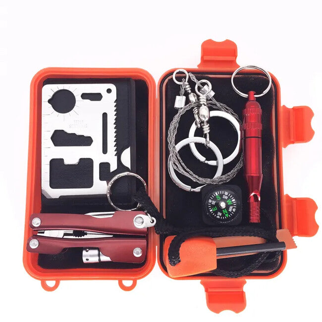 DRAGOWA Tactical Outdoor Survival Kit 7in1 Oak, Orange