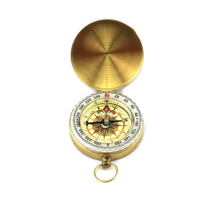 DRAGOWA Tactical Luma Pocket Brass Compass with Luminescence, Gold