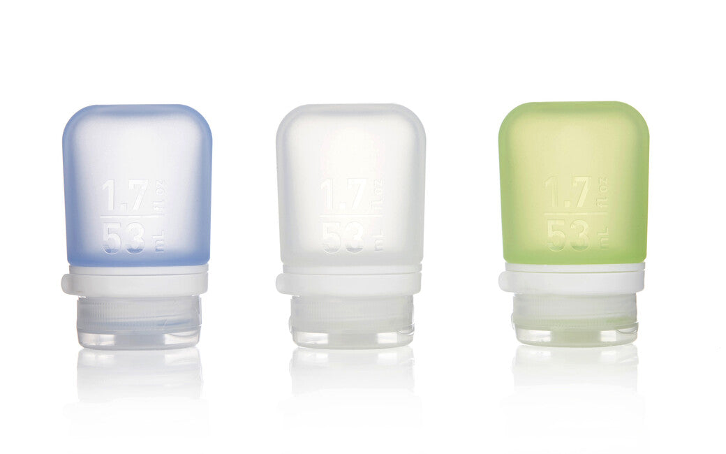 Humangear GoToob+ Silicone Travel Bottle/Container 3-Pack 53ml Clear/Green/Blue
