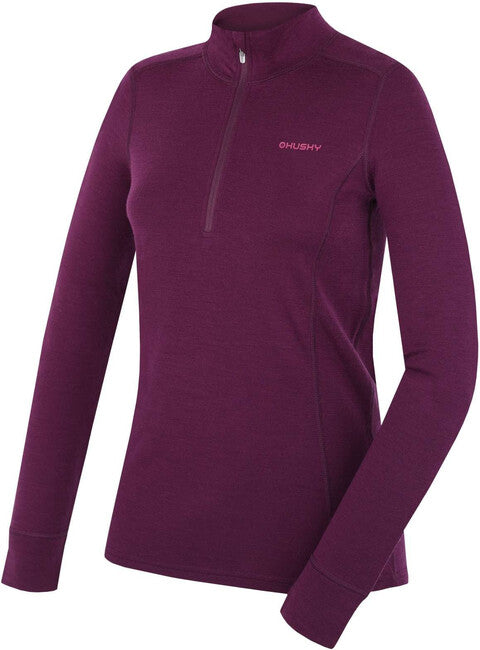 HUSKY Aron Zip women's merino sweatshirt, deep magenta