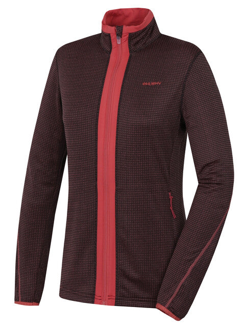 HUSKY Artic Zip ženski pulover z zadrgo, temno siva/vinsko rdeča