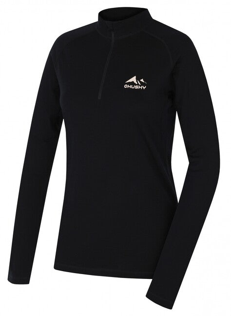 Husky Merow Zip Women's Thermal T-Shirt with Zip, Black
