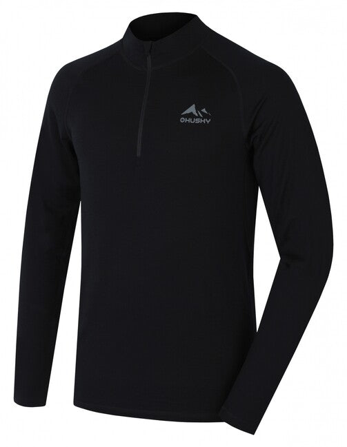 HUSKY Merow Zip Men's Thermal T-Shirt with Zip, Black, M