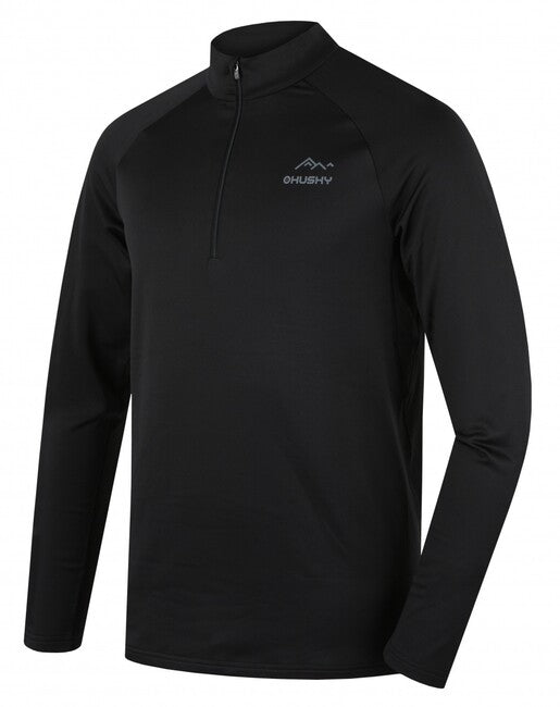 Husky Tromi Zip Men's Thermal Shirt with Zipper, Black