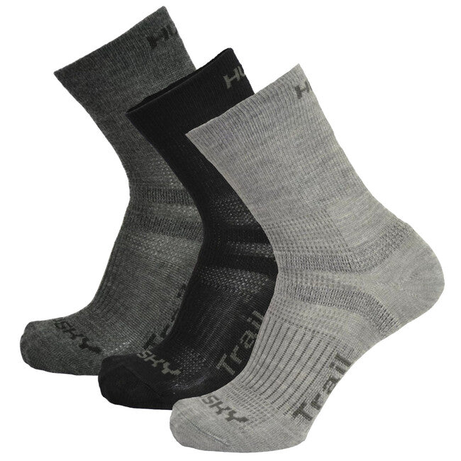 HUSKY Trail Socks 3 Pack, Black/Anthracite/Light Grey